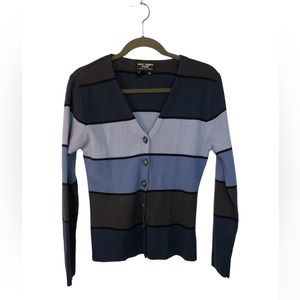 Saint Tropez Wear Women’s Sweater Cardigan Striped Wool Blend Menswear